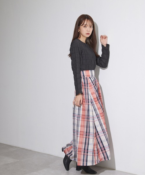ADIRA（アディラ）の「メモリータフタチェックロングスカート（スカート・レディース・オレンジ/グリーン・MEDIUM）」の8枚目の写真