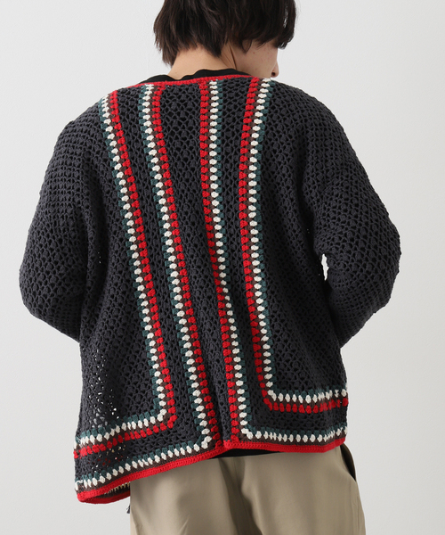 JOURNAL STANDARD（ジャーナルスタンダード）の「クロシェ編み カーディガン（カーディガン/ボレロ・メンズ・アイボリー/マスタード/ブラック系その他/コバルトブルー・MEDIUM/LARGE）」の3枚目の写真