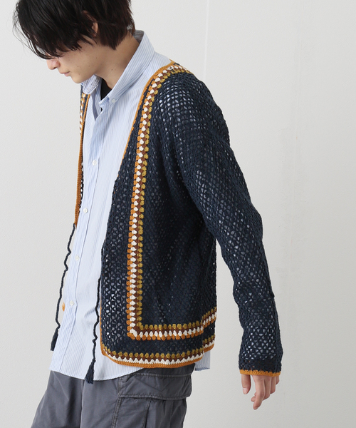 JOURNAL STANDARD（ジャーナルスタンダード）の「クロシェ編み カーディガン（カーディガン/ボレロ・メンズ・アイボリー/マスタード/ブラック系その他/コバルトブルー・MEDIUM/LARGE）」の14枚目の写真