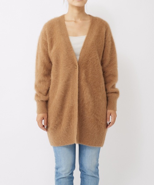 RIVE DROITE(リヴドロワ)の「思わず触れたくなる、柔らかな質感/ファーヤーンロングカーデ(カーディガン/ボレロ・レディース・バイオレット/キャメル・FREE)」の13枚目の写真