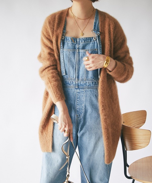 RIVE DROITE(リヴドロワ)の「思わず触れたくなる、柔らかな質感/ファーヤーンロングカーデ(カーディガン/ボレロ・レディース・バイオレット/キャメル・FREE)」の3枚目の写真