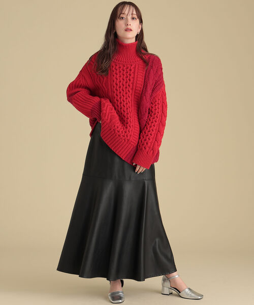 Ray BEAMS（レイビームス）の「Ray BEAMS / フェイクレザー フレア スカート（スカート・レディース・ブラック/ブラウン系その他3・1/0）」の9枚目の写真