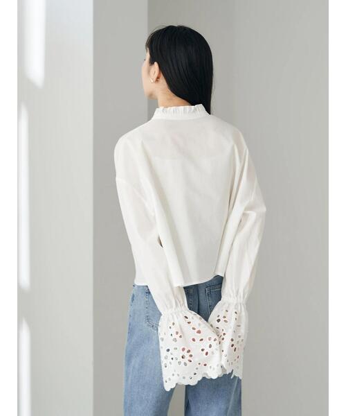 earth music&ecology（アースミュージックアンドエコロジー）の「袖レースショートシャツブラウス（シャツ/ブラウス・レディース・ブラック/ベージュ/オフホワイト・FREE）」の10枚目の写真