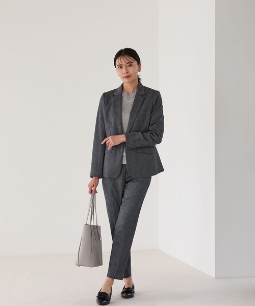 新品未使用CARREMAN生地 ALPHA CUBIC パンツスーツ 11号紺 アルファブリック】テーパードパンツ A/C DESIGN BY ALPHA CUBIC