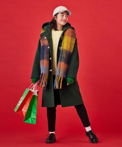 coen（コーエン）の「ボリュームチェックマフラー（マフラー・レディース・オレンジ/ピンク/ネイビー・FREE）」の17枚目の写真