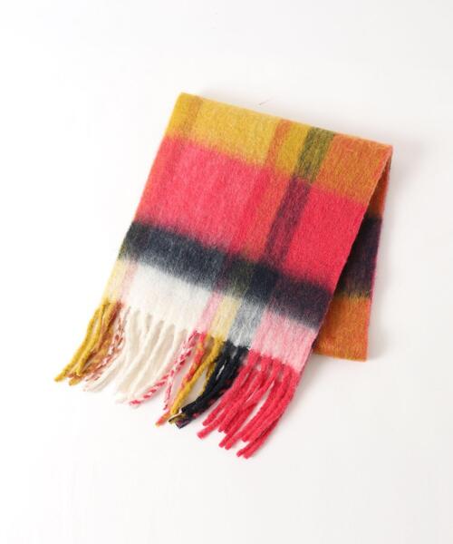 coen（コーエン）の「ボリュームチェックマフラー（マフラー・レディース・オレンジ/ピンク/ネイビー・FREE）」の8枚目の写真