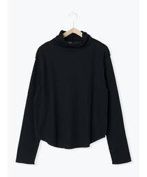 Samansa Mos2 blue | ミニワッフルハイネックロンT(Tシャツ/カットソー)