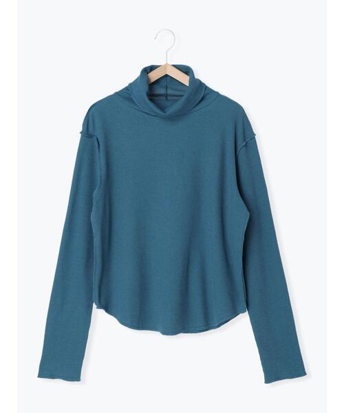 Samansa Mos2 blue（サマンサモスモスブルー）の「◎ミニワッフルハイネックロンT（Tシャツ/カットソー・レディース・オフホワイト/ブルー/ブラック・ﾌﾘ-）」の18枚目の写真
