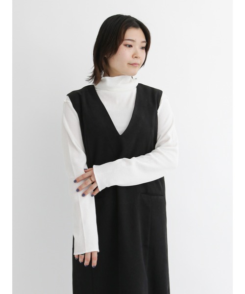 Samansa Mos2 blue（サマンサモスモスブルー）の「◎ミニワッフルハイネックロンT（Tシャツ/カットソー・レディース・オフホワイト/ブルー/ブラック・ﾌﾘ-）」の11枚目の写真