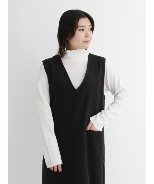 Samansa Mos2 blue（サマンサモスモスブルー）の「◎ミニワッフルハイネックロンT（Tシャツ/カットソー・レディース・オフホワイト/ブルー/ブラック・ﾌﾘ-）」の5枚目の写真
