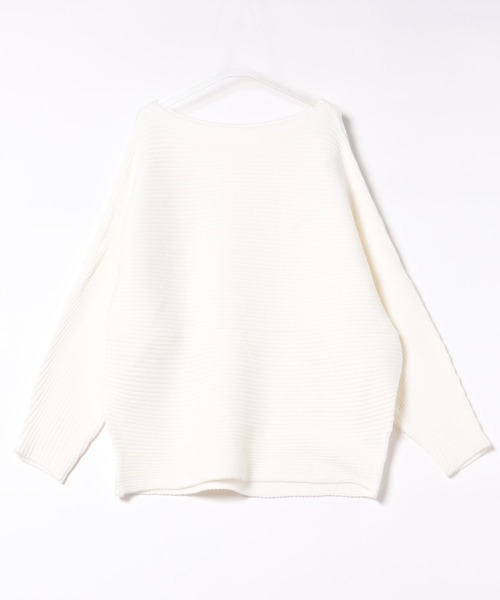 TRIANGLE PALETTE（トライアングルパレット）の「ボートネック ドルマン リブニットプルオーバー（ニット/セーター・レディース・ブラック/ベージュ/グリーン/アイボリー/グレー/ダークグレー/ワインレッド/ブラウン/ホワイト/ブルー/ライトグリーン系/ライトブルー/レッド・FREE）」の14枚目の写真