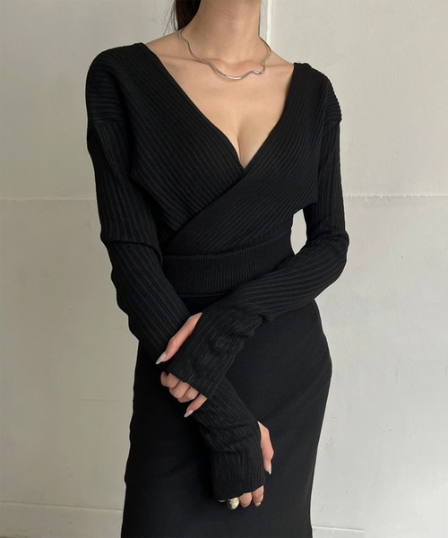 Jewelobe(ジュエローブ)の「カシュクールロングマーメイドニットワンピース(ワンピース・レディース・パープル/ブラック/アイボリー・FREE)」の20枚目の写真