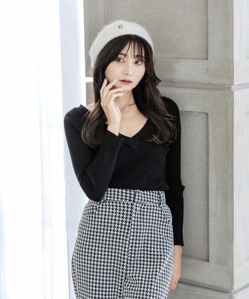 Julia Boutique(ジュリアブティック)の「千鳥格子柄ハイウエストストレートパンツ/22552(その他パンツ・レディース・ベージュ/ブラック・ONE)」の5枚目の写真