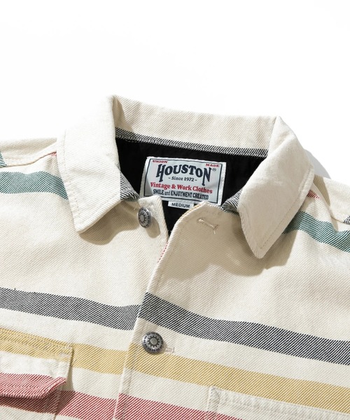 HOUSTON（ヒューストン）の「HOUSTON/ヒューストン　UK BORDER VIYELLA COVERALL（カバーオール・メンズ・ネイビー/ナチュラル・MEDIUM/LARGE/X-LARGE）」の8枚目の写真