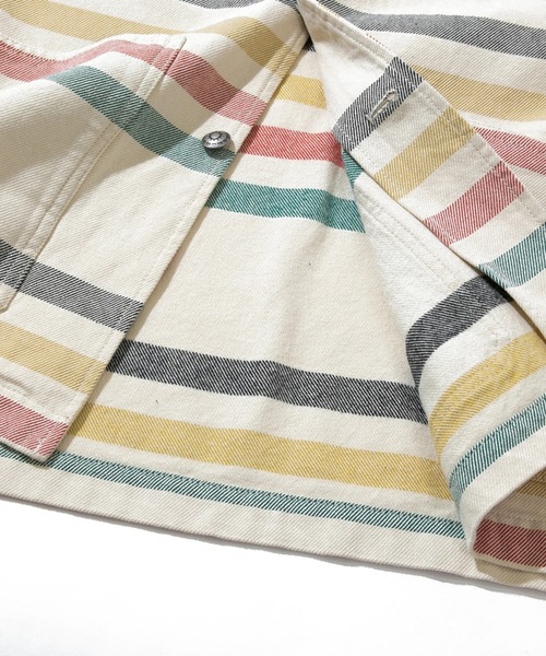 HOUSTON（ヒューストン）の「HOUSTON/ヒューストン　UK BORDER VIYELLA COVERALL（カバーオール・メンズ・ネイビー/ナチュラル・MEDIUM/LARGE/X-LARGE）」の9枚目の写真