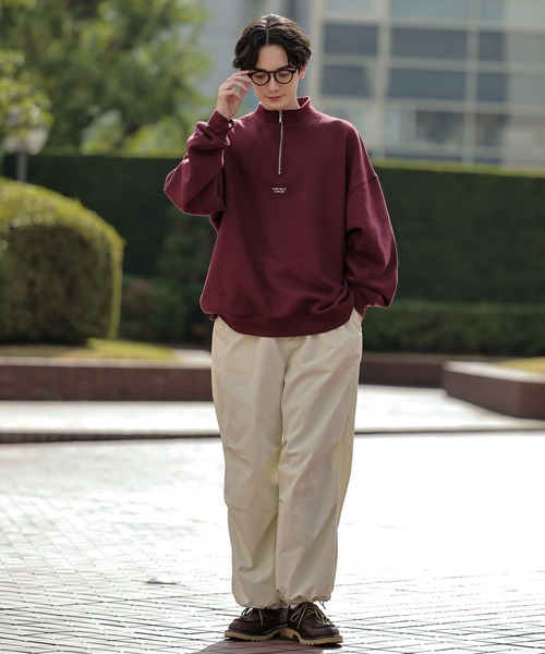 RAGEBLUE（レイジブルー）の「裏起毛スウェット/ワンポイント刺繍ハーフジップクルー（スウェット・メンズ・レッド/ホワイト/ブルー/ブラック・MEDIUM/LARGE）」の11枚目の写真