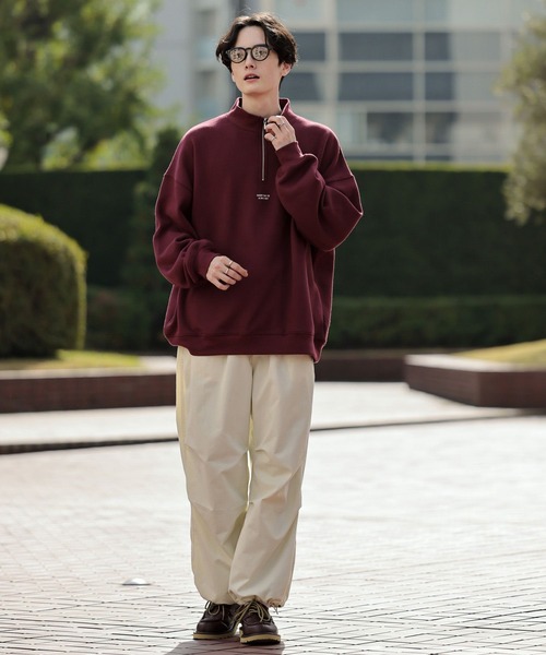 RAGEBLUE（レイジブルー）の「裏起毛スウェット/ワンポイント刺繍ハーフジップクルー（スウェット・メンズ・レッド/ホワイト/ブルー/ブラック・MEDIUM/LARGE）」の12枚目の写真