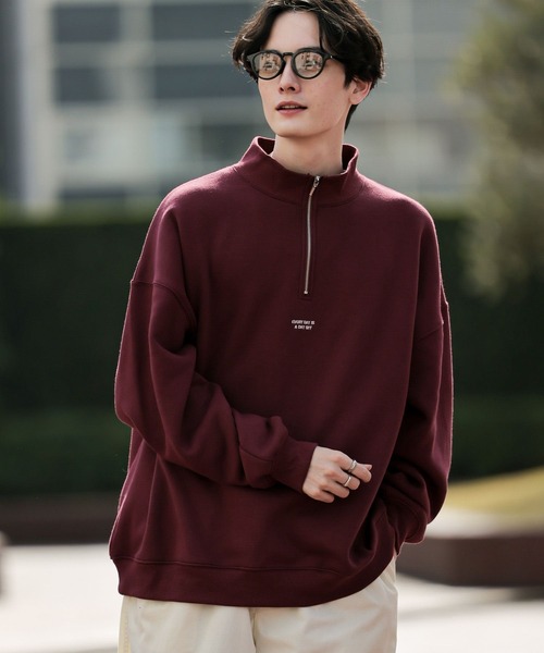 RAGEBLUE（レイジブルー）の「裏起毛スウェット/ワンポイント刺繍ハーフジップクルー（スウェット・メンズ・レッド/ホワイト/ブルー/ブラック・MEDIUM/LARGE）」の13枚目の写真