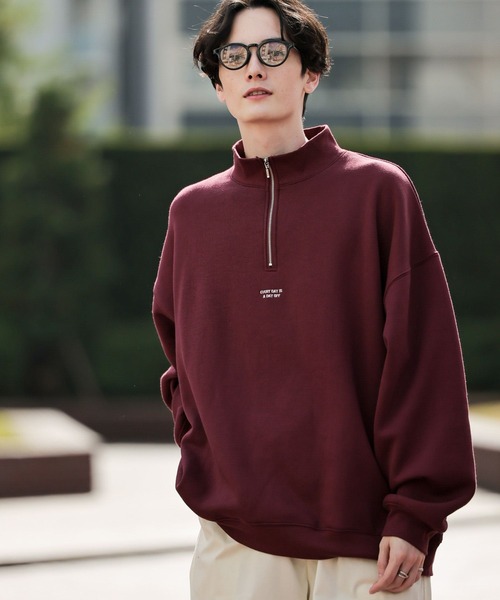 RAGEBLUE（レイジブルー）の「裏起毛スウェット/ワンポイント刺繍ハーフジップクルー（スウェット・メンズ・レッド/ホワイト/ブルー/ブラック・MEDIUM/LARGE）」の16枚目の写真