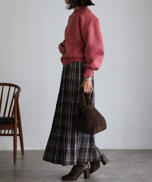 EASEBLUE(イーズブルー)の「大人チェックプリーツスカート(スカート・レディース・ネイビー/ブラウン・FREE)」の10枚目の写真