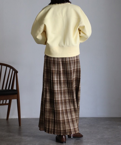 EASEBLUE(イーズブルー)の「大人チェックプリーツスカート(スカート・レディース・ネイビー/ブラウン・FREE)」の5枚目の写真