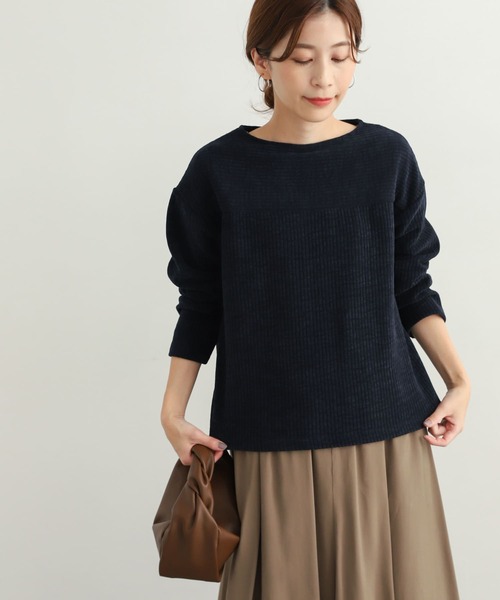 URBAN RESEARCH DOORS(アーバンリサーチドアーズ)の「モールニット切替プルオーバー(Tシャツ/カットソー・レディース・ベージュ/ネイビー/アイボリー・MEDIUM)」の4枚目の写真