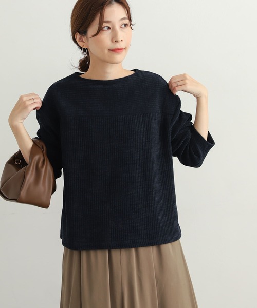 URBAN RESEARCH DOORS(アーバンリサーチドアーズ)の「モールニット切替プルオーバー(Tシャツ/カットソー・レディース・ベージュ/ネイビー/アイボリー・MEDIUM)」の7枚目の写真