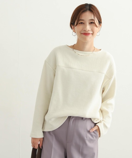 URBAN RESEARCH DOORS(アーバンリサーチドアーズ)の「モールニット切替プルオーバー(Tシャツ/カットソー・レディース・ベージュ/ネイビー/アイボリー・MEDIUM)」の12枚目の写真