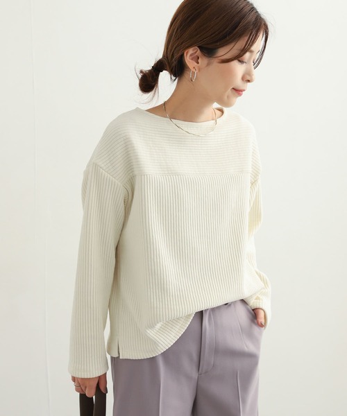 URBAN RESEARCH DOORS(アーバンリサーチドアーズ)の「モールニット切替プルオーバー(Tシャツ/カットソー・レディース・ベージュ/ネイビー/アイボリー・MEDIUM)」の13枚目の写真