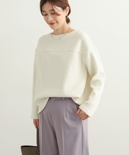URBAN RESEARCH DOORS(アーバンリサーチドアーズ)の「モールニット切替プルオーバー(Tシャツ/カットソー・レディース・ベージュ/ネイビー/アイボリー・MEDIUM)」の14枚目の写真