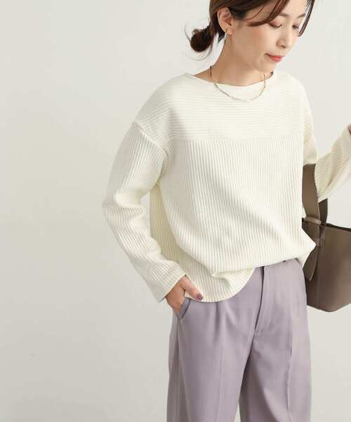 URBAN RESEARCH DOORS(アーバンリサーチドアーズ)の「モールニット切替プルオーバー(Tシャツ/カットソー・レディース・ベージュ/ネイビー/アイボリー・MEDIUM)」の18枚目の写真