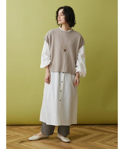 CRAFT STANDARD BOUTIQUE（クラフトスタンダードブティック）の「SET ニットベスト+シャツワンピース（ワンピース・レディース・ベージュ/ネイビー/ブラック・FREE）」の14枚目の写真