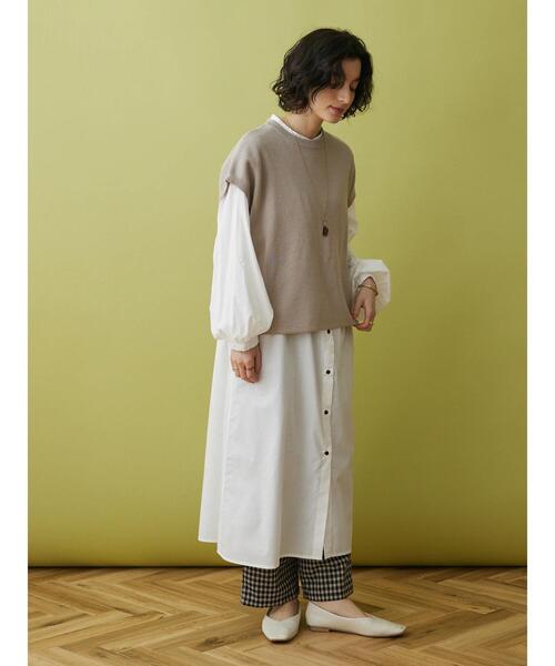 CRAFT STANDARD BOUTIQUE（クラフトスタンダードブティック）の「SET ニットベスト+シャツワンピース（ワンピース・レディース・ベージュ/ネイビー/ブラック・FREE）」の15枚目の写真
