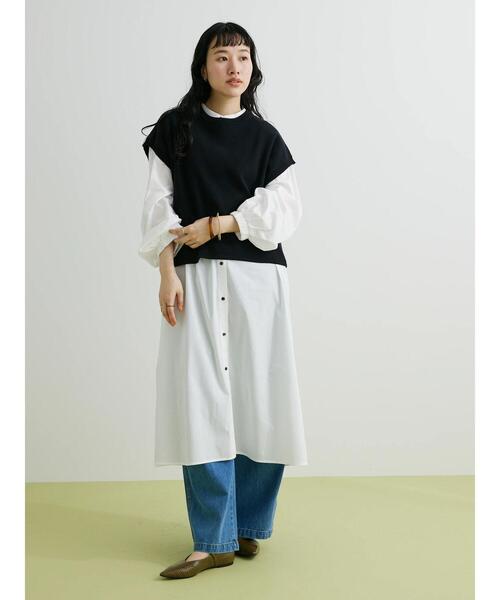 CRAFT STANDARD BOUTIQUE（クラフトスタンダードブティック）の「SET ニットベスト+シャツワンピース（ワンピース・レディース・ベージュ/ネイビー/ブラック・FREE）」の18枚目の写真