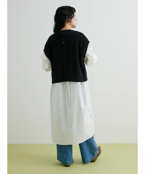 CRAFT STANDARD BOUTIQUE（クラフトスタンダードブティック）の「SET ニットベスト+シャツワンピース（ワンピース・レディース・ベージュ/ネイビー/ブラック・FREE）」の20枚目の写真