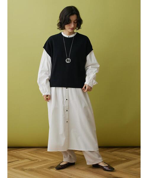 CRAFT STANDARD BOUTIQUE（クラフトスタンダードブティック）の「SET ニットベスト+シャツワンピース（ワンピース・レディース・ベージュ/ネイビー/ブラック・FREE）」の21枚目の写真