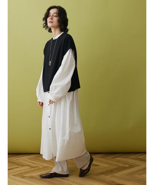 CRAFT STANDARD BOUTIQUE（クラフトスタンダードブティック）の「SET ニットベスト+シャツワンピース（ワンピース・レディース・ベージュ/ネイビー/ブラック・FREE）」の22枚目の写真