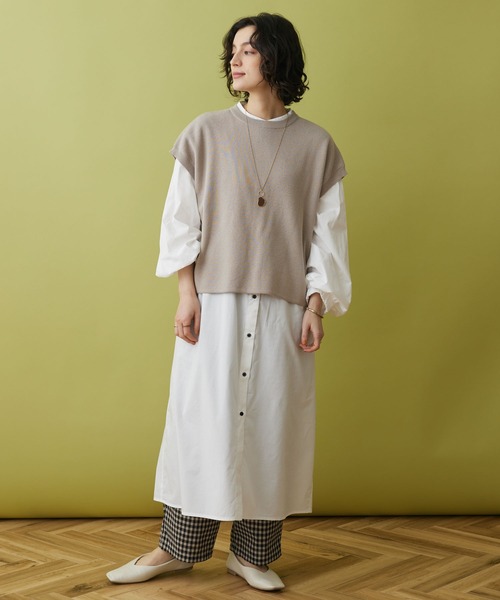 CRAFT STANDARD BOUTIQUE（クラフトスタンダードブティック）の「SET ニットベスト+シャツワンピース（ワンピース・レディース・ベージュ/ネイビー/ブラック・FREE）」の2枚目の写真