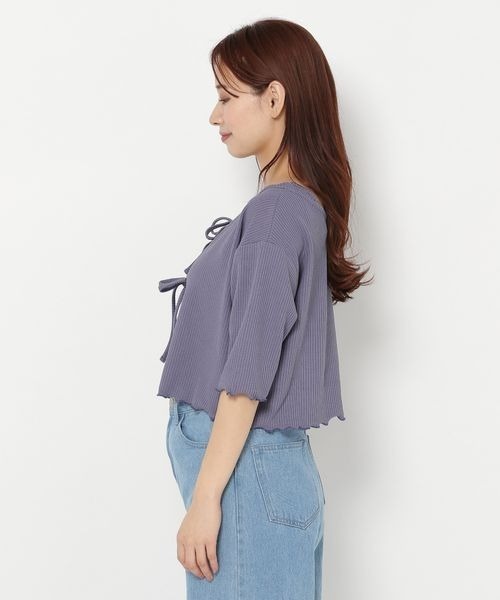 mysty woman（ミスティウーマン）の「マルチツインSSリボンカーディガン　184577（カーディガン/ボレロ・レディース・ブラウン/グリーン/ブルー/アイボリー/イエロー・FREE）」の11枚目の写真