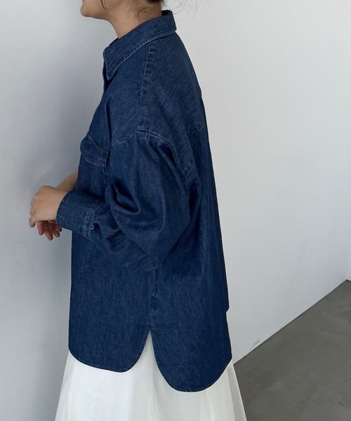 LOWRYS FARM(ローリーズファーム)の「オーバーデニムシャツロングスリーブ 176297(シャツ/ブラウス・レディース・ネイビー/ブルー・FREE)」の17枚目の写真