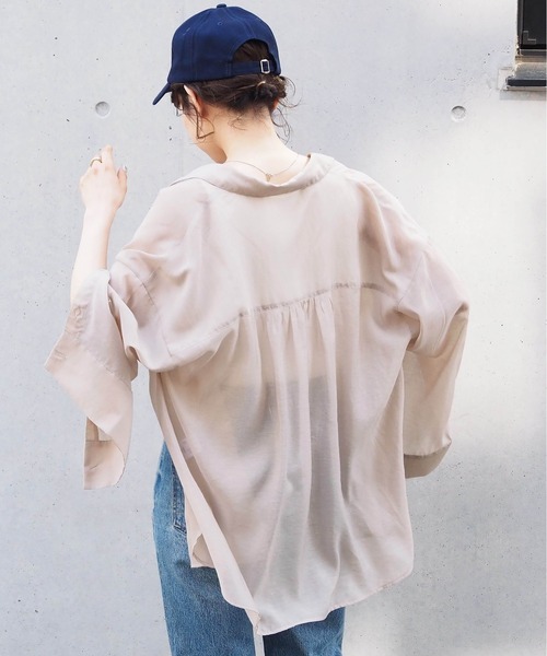tiptop(ティップトップ)の「シアースリットスリーブシャツ(シャツ/ブラウス・レディース・A/オフホワイト/グレー系その他/グレイッシュベージュ・FREE)」の12枚目の写真