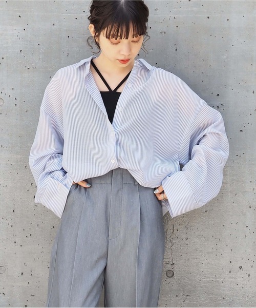 tiptop(ティップトップ)の「シアースリットスリーブシャツ(シャツ/ブラウス・レディース・A/オフホワイト/グレー系その他/グレイッシュベージュ・FREE)」の14枚目の写真