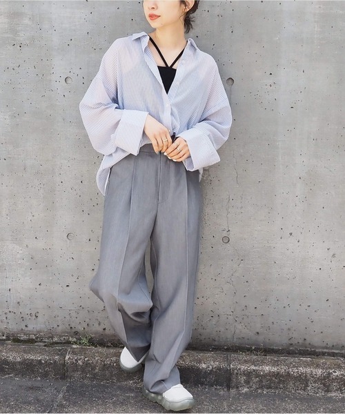 tiptop(ティップトップ)の「シアースリットスリーブシャツ(シャツ/ブラウス・レディース・A/オフホワイト/グレー系その他/グレイッシュベージュ・FREE)」の15枚目の写真