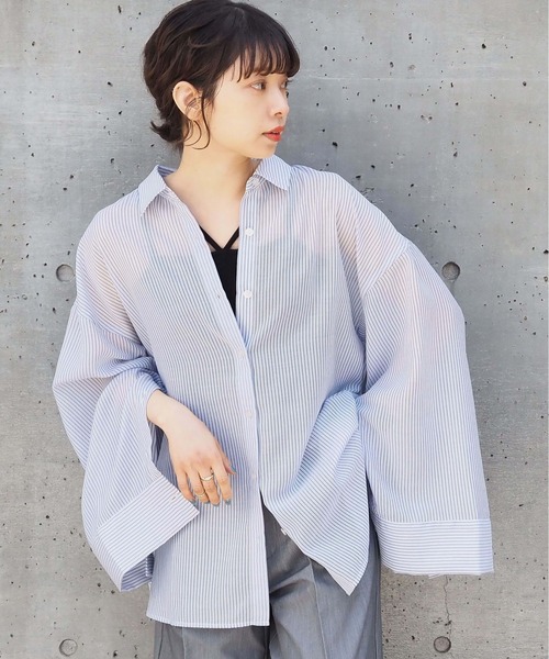 tiptop(ティップトップ)の「シアースリットスリーブシャツ(シャツ/ブラウス・レディース・A/オフホワイト/グレー系その他/グレイッシュベージュ・FREE)」の16枚目の写真
