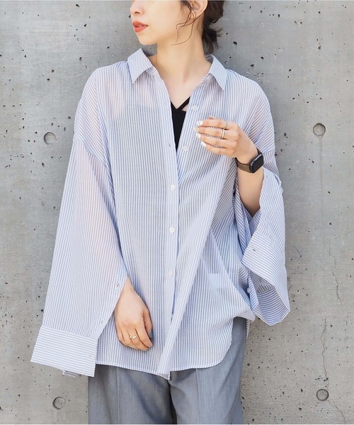 tiptop(ティップトップ)の「シアースリットスリーブシャツ(シャツ/ブラウス・レディース・A/オフホワイト/グレー系その他/グレイッシュベージュ・FREE)」の17枚目の写真