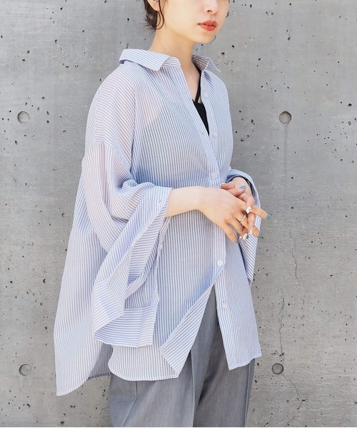 tiptop(ティップトップ)の「シアースリットスリーブシャツ(シャツ/ブラウス・レディース・A/オフホワイト/グレー系その他/グレイッシュベージュ・FREE)」の18枚目の写真