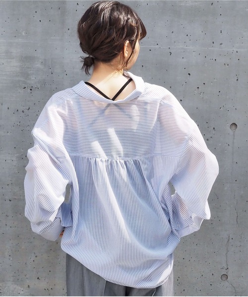 tiptop(ティップトップ)の「シアースリットスリーブシャツ(シャツ/ブラウス・レディース・A/オフホワイト/グレー系その他/グレイッシュベージュ・FREE)」の19枚目の写真