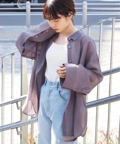 tiptop(ティップトップ)の「シアースリットスリーブシャツ(シャツ/ブラウス・レディース・A/オフホワイト/グレー系その他/グレイッシュベージュ・FREE)」の20枚目の写真