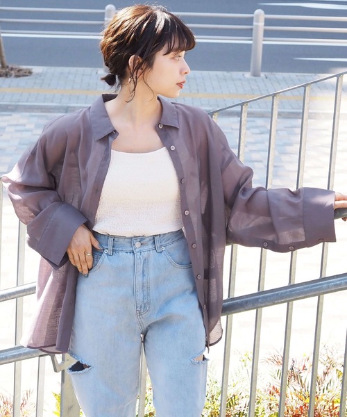 tiptop(ティップトップ)の「シアースリットスリーブシャツ(シャツ/ブラウス・レディース・A/オフホワイト/グレー系その他/グレイッシュベージュ・FREE)」の21枚目の写真