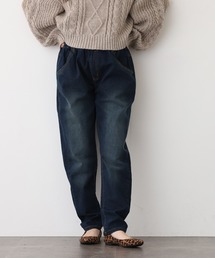 atONE ウエストゴムテーパードデニムパンツ